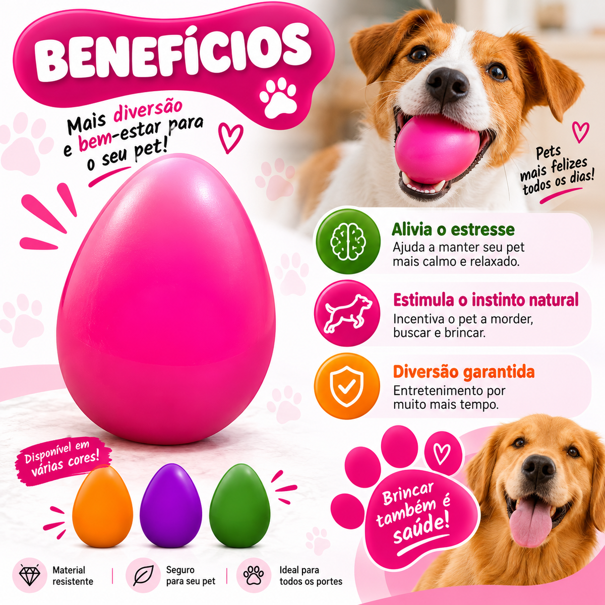 Brinquedo Interativo para Cães e Gatos Ovo Maluco | G | Laranja