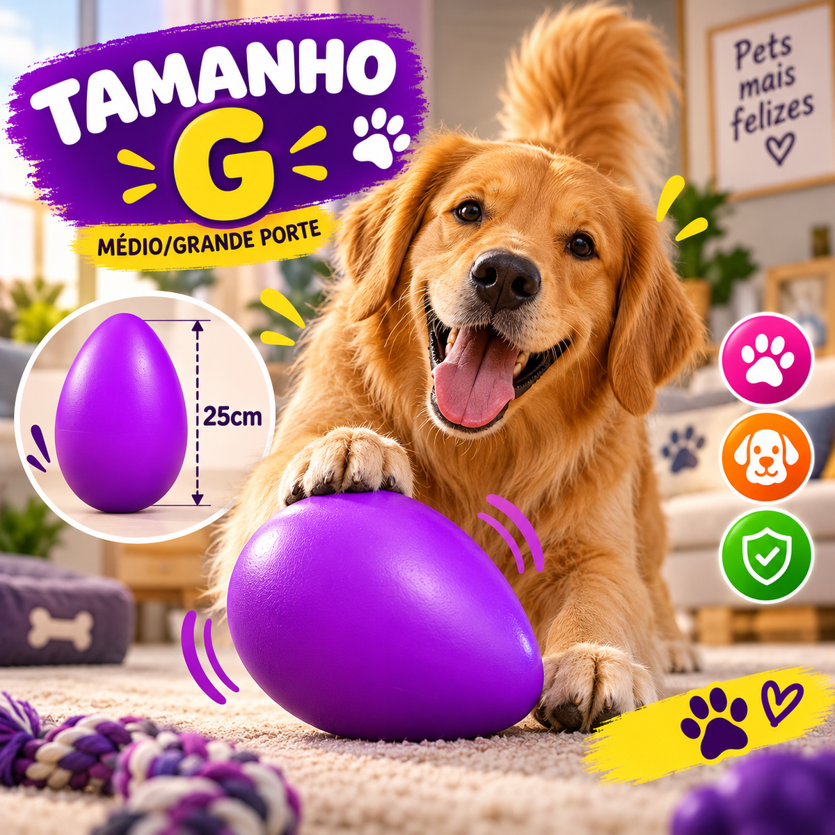 Brinquedo Interativo para Cães e Gatos Ovo Maluco | G | Laranja