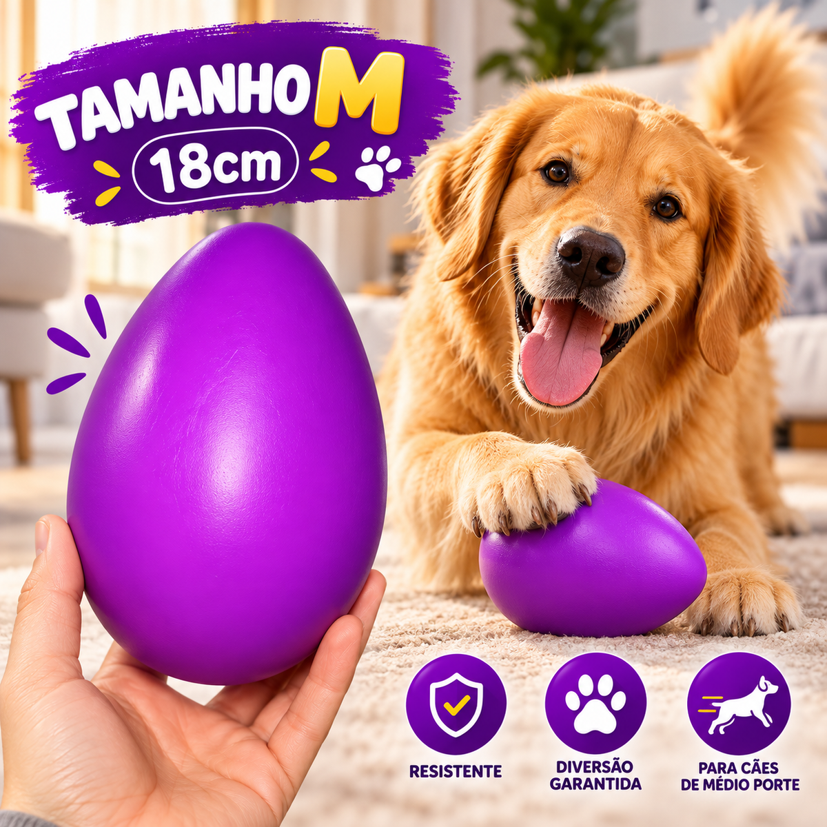 Brinquedo Interativo para Cães e Gatos Ovo Maluco | G | Laranja