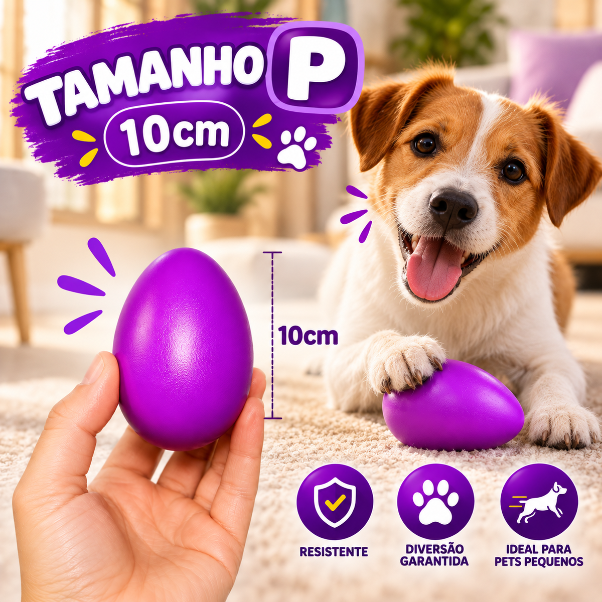Brinquedo Interativo para Cães e Gatos Ovo Maluco | G | Laranja