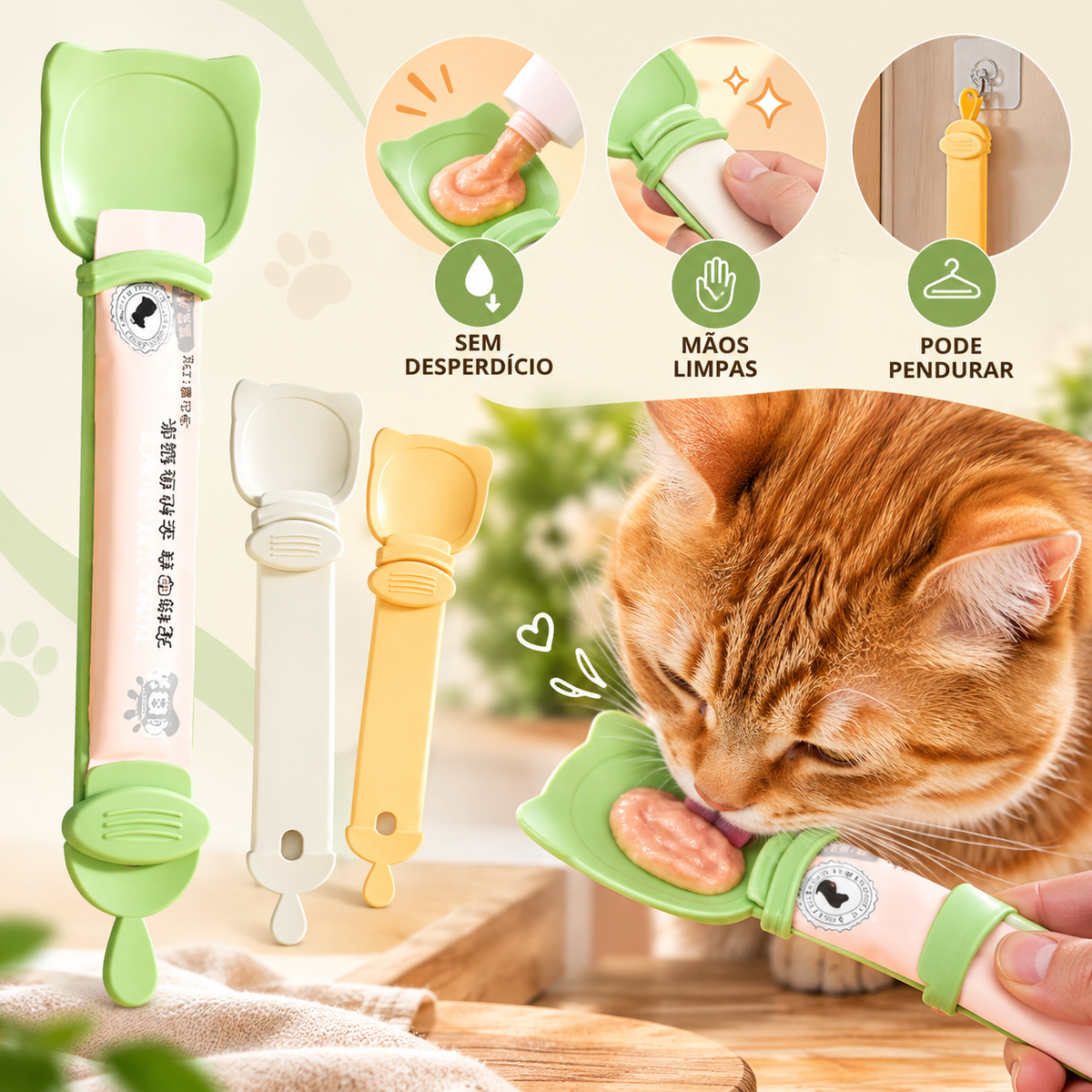 Colher Espremedora Sachê Gato Petisco Wanpy Churu