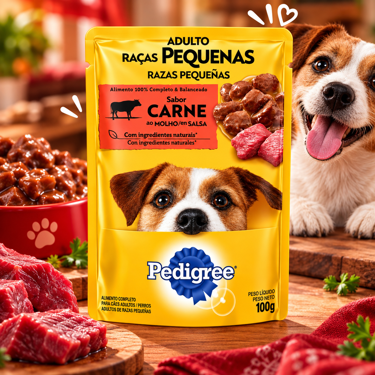 Sache Cachorro Pedigree Carne Raças Pequenas 100g