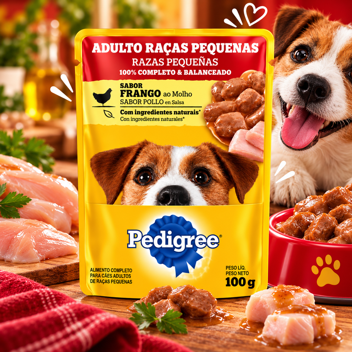 Sache Cachorro Pedigree Frango Raças Pequenas 100g