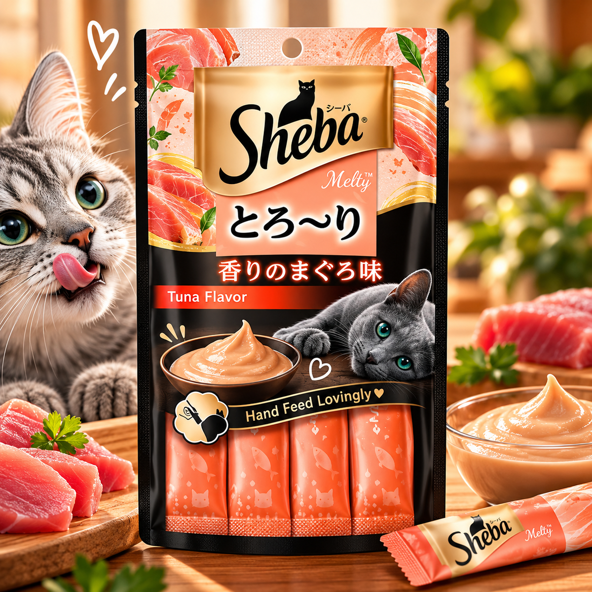 Petisco Sheba Cremoso Churu Para Gatos Sabor Atum 4 Unidades