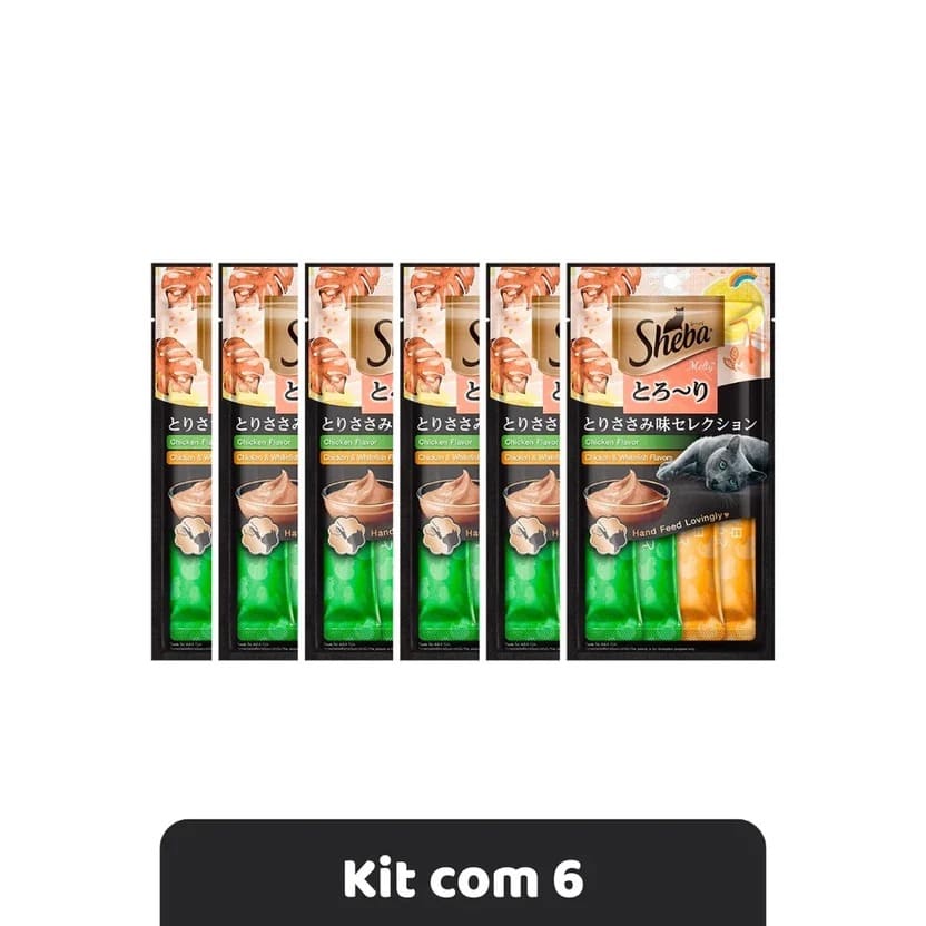 Kit Econômico Sheba Cremoso Petisco Para Gatos Sabor Frango e Peixe