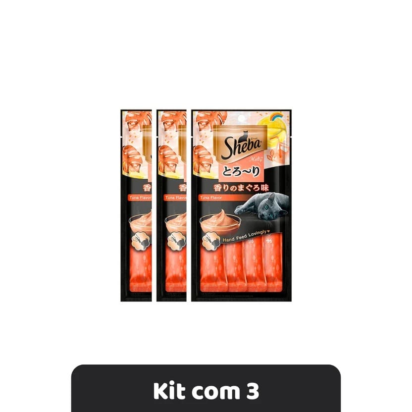 Kit Econômico Sheba Cremoso Petisco Para Gatos Sabor Atum