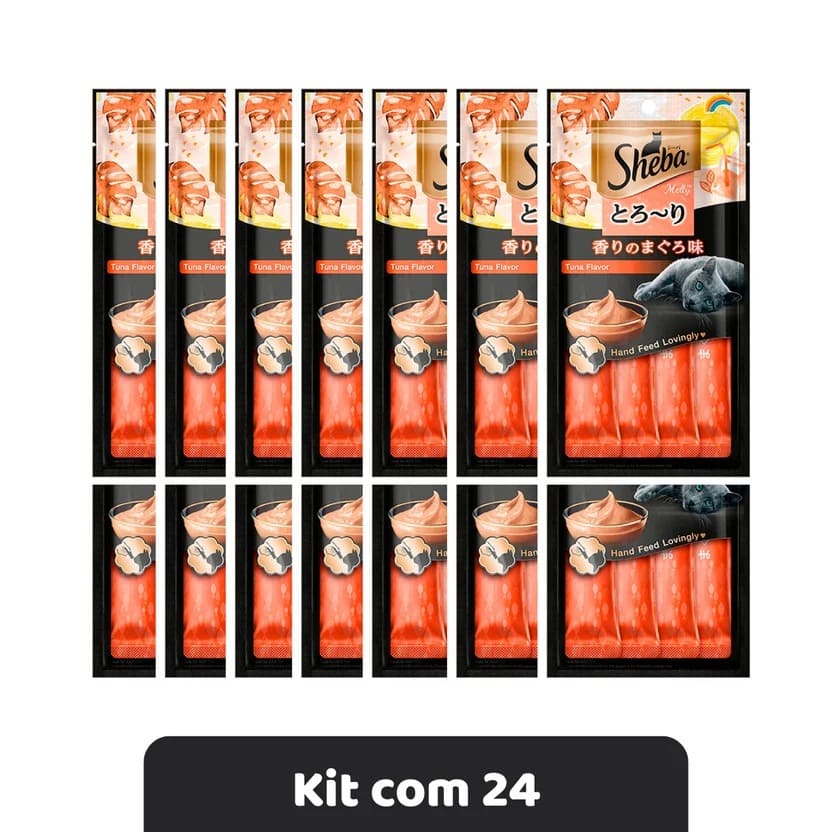 Kit Econômico Sheba Cremoso Petisco Para Gatos Sabor Atum