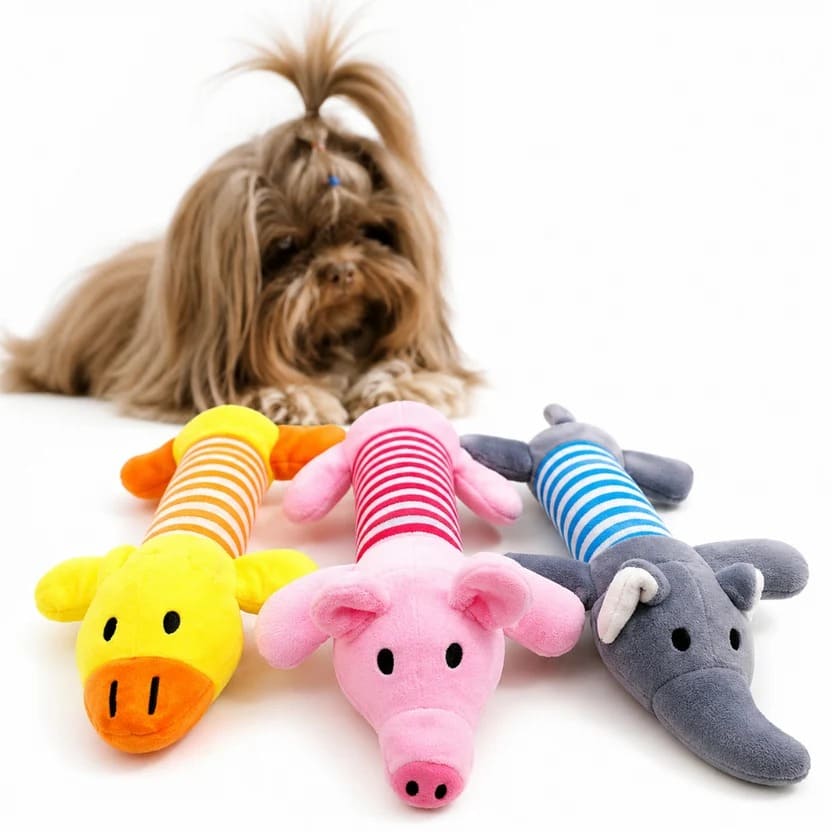 Brinquedo Bichinhos de Pelúcias Animais com Apito para Cachorro Gatos