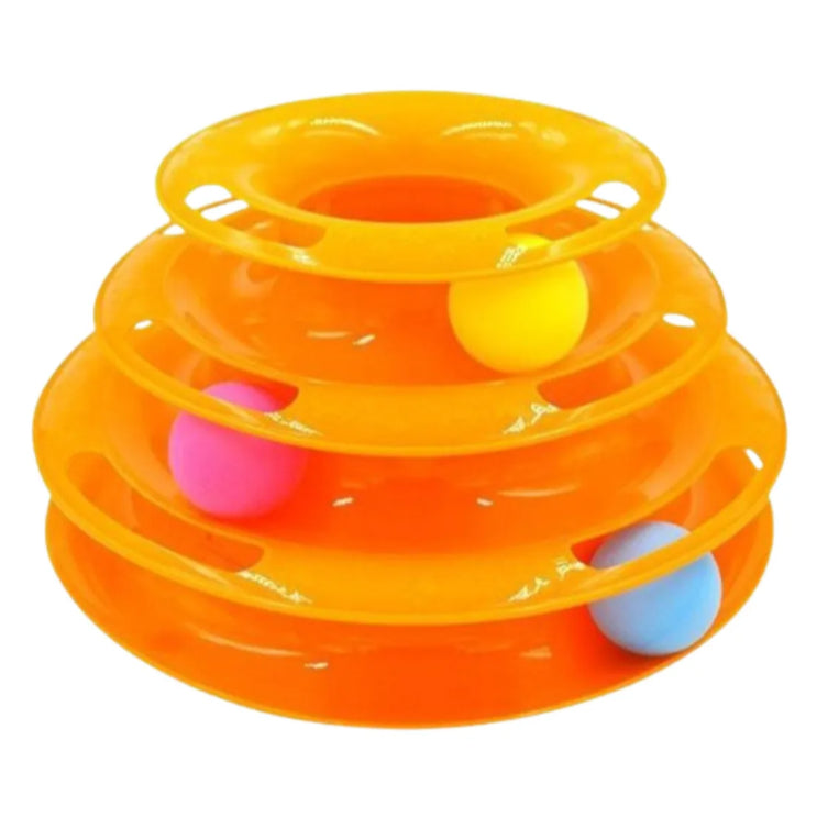 Brinquedo Interativo Para Gatos Corre Torre De Bolinhas Laranja