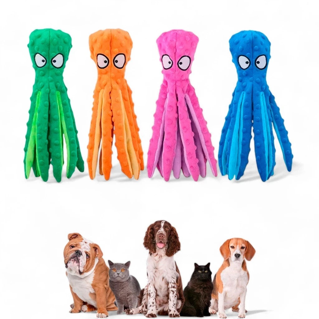 Brinquedo Polvo 8 Pernas de Pelúcia com Som para Cachorro