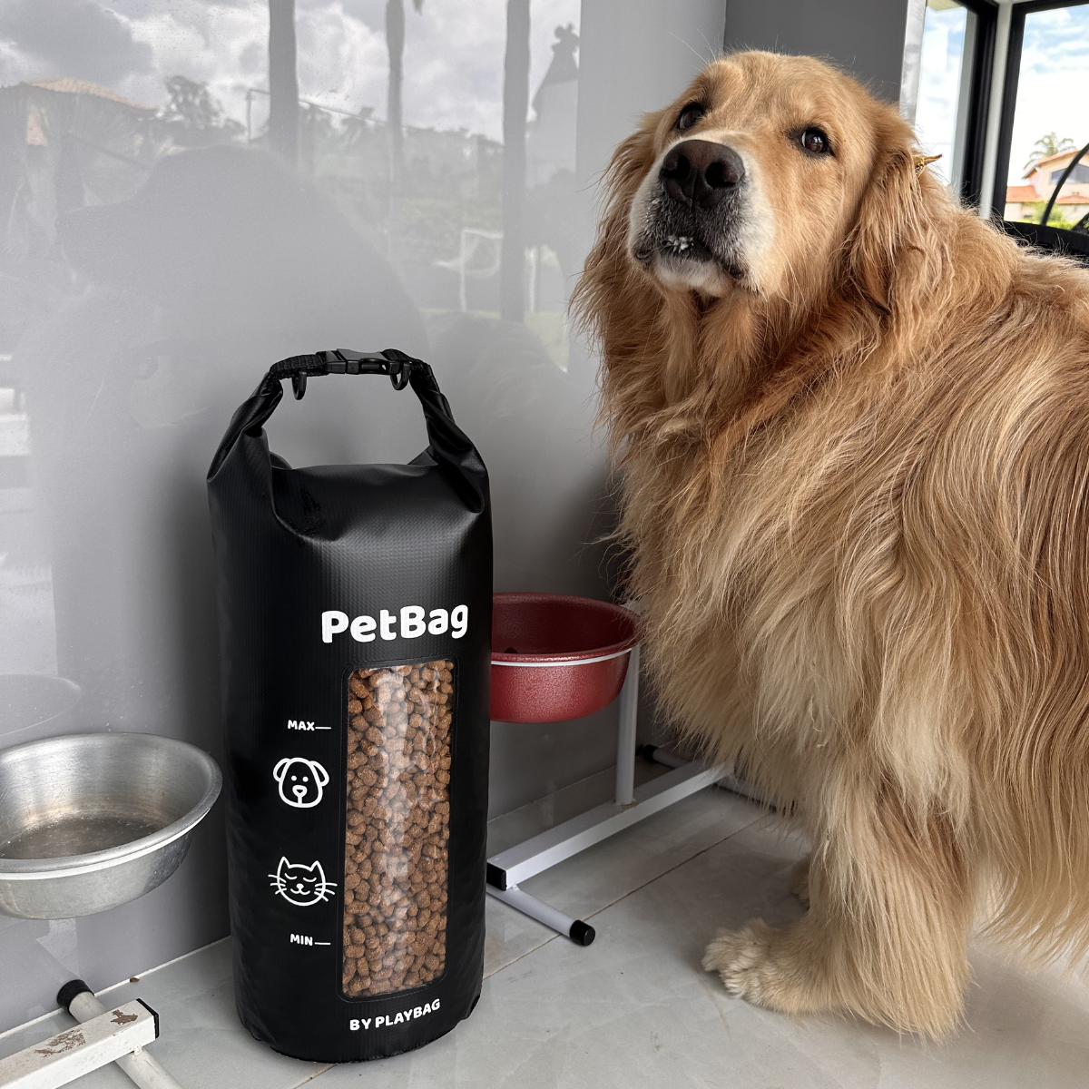 Bolsa Porta Ração Impermeável Organizadora Vedação Roll Top Cães e Gatos