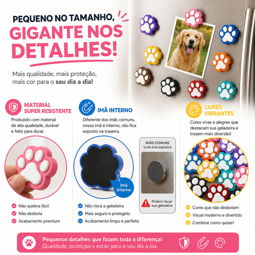 Imã de Geladeira e Decoração Pet Cores Vibrantes