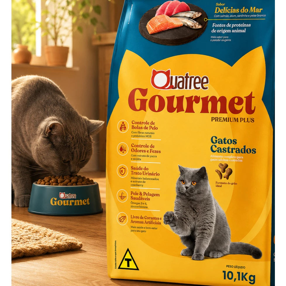 Ração Quatree Gourmet Gatos Castrados Delícias do Mar 10,1Kg