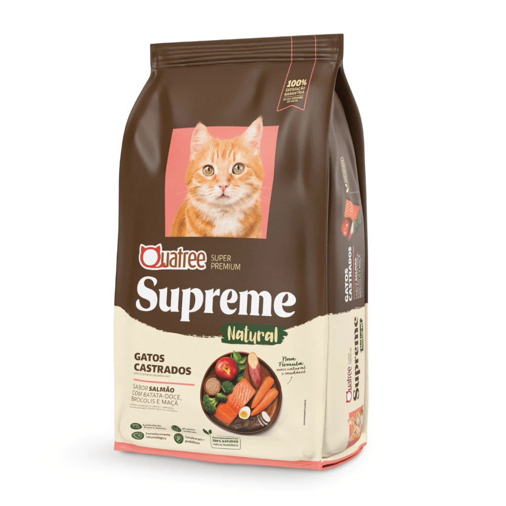 1kg Ração Gatos Adultos Castrados Quatree Supreme Salmão