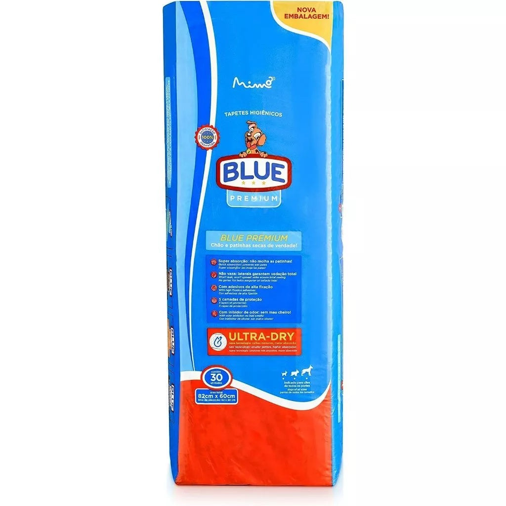 Tapete Higiênico para Cães Blue Premium 82x60cm 30 Unidades